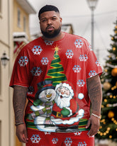 Big Guys Santa Snowflake Elk Short Sleeve Shorts Set